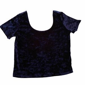 Joe Boxer Crushed Navy Velvet Crop Top Medium
